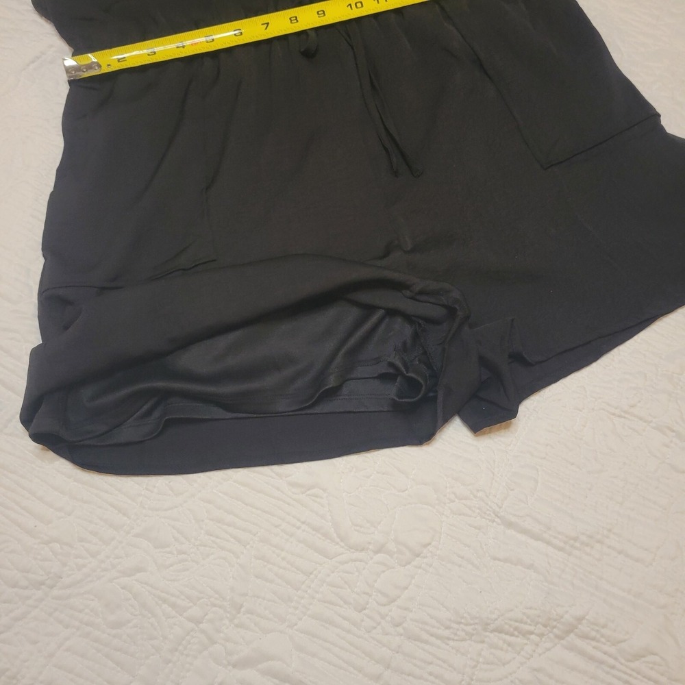Promesa Black Short Sleeve Button Front Utility‎ Romper XL Drawstring Waist Boho - Picture 10 of 12